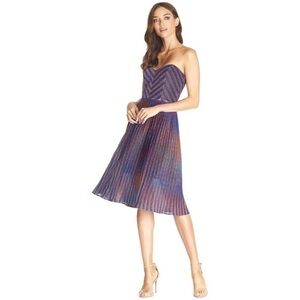 NWT Dress the Population Rosalie Strapless Metallic Chevron Dress Size XS